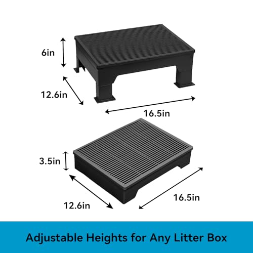 IQMaoGo Rampa Para Caixa De Areia Gatos, Ajustável (8,9 Cm E 15 Cm), Com Degrau Elevado, Durável Fác