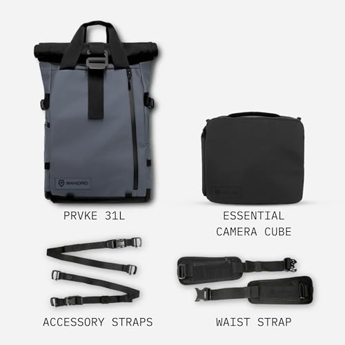 Image of WANDRD PRVKE 31L Photography Bundle: Weather-Resistant Travel & Camera Backpack with Laptop Sleeve, Quick Side Access, Clamshell Opening - Ideal Photography & Travel Bag (Aegean Blue)