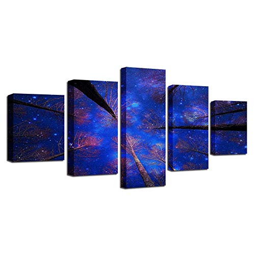 Impression sur toile ciel étoilé 5 pièces tableau mural grand format
