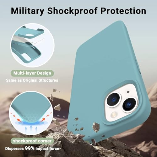 Image of DIZORO Microfiber Candy Case Compatible for iPhone 13 / iPhone 14 6.1 Inch Shockproof Slim Back Cover Liquid Silicone Case - Cactus