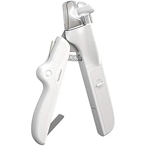 Readaeer Led-nagelknipper voor huisdieren, klauwverzorging met veiligheidsbescherming ter voorkoming van oversnijden, vrije nagelvijl, hond kat nagelknipper met vergrendelingsschakelaar (wit)