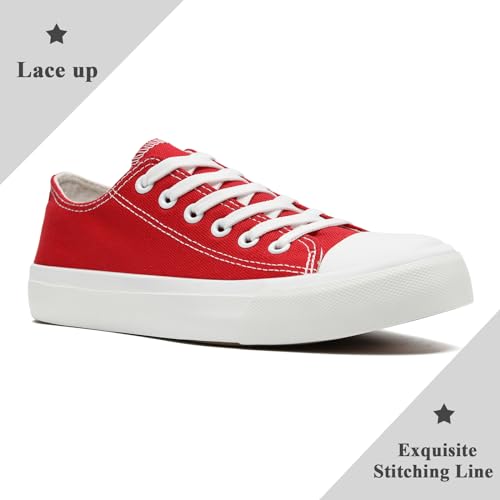 sharllen Ladies Canvas Shoes Women, Unisex Lace up Plimsolls Pumps Low Top Trainers for Men Casual Sneakers Canvas Plimsoles Flat Shoes(red 255) - Image 5