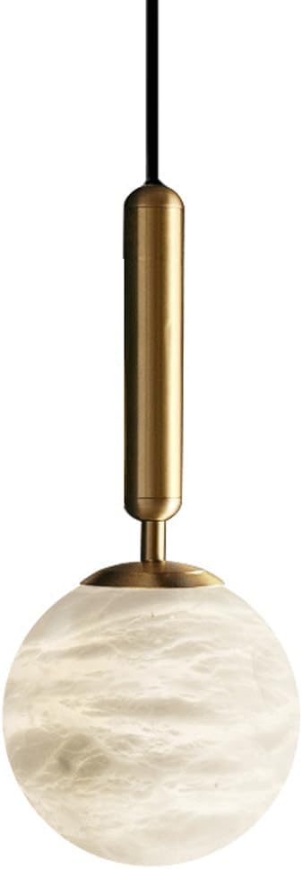 Hanging Lamp, Villa Brass Marble Ball Lamp, Warm Led Decoration Hanging Light Fixture, Kitchen Island Country Farmhouse Ceiling Chandelier for Dining Room Bedro