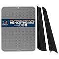 Silicone Stove Gap Covers (2 Pack) and Silicone Dish Drying Mat for Kitchen Counter (Grey 16 x 12), Bundle