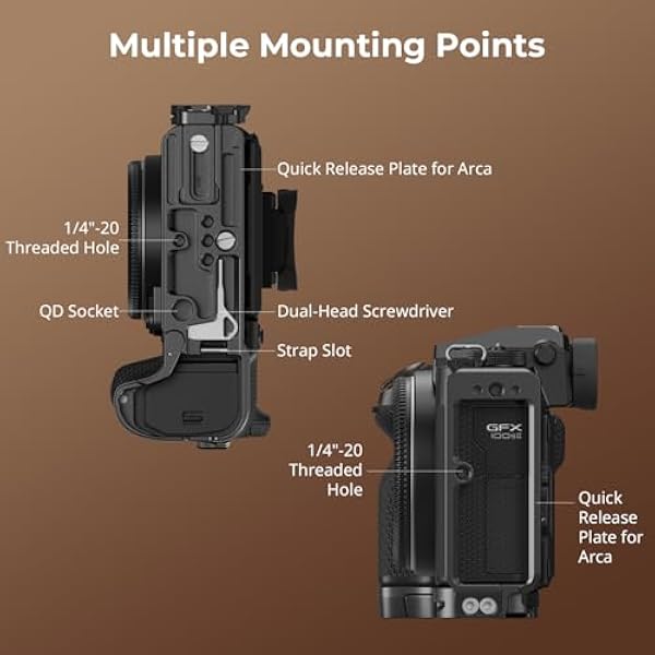 SMALLRIG L-образная пластина для FUJIFILM GFX100S II L-образный кронштейн для Arca-Swiss с резьбовыми отверстиями 1 4 -20 слотом QD креплением на холодный башмак позволяет снимать горизонтально и вертикально -4716