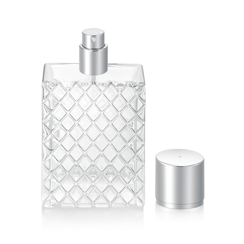 1Pcs 100ml 3.4 oz Refillable Spray Perfume Bottles Large Cosmetic Fine Mist Atomizer Empty Portable Clear Glass Essential Oil Container for Travel