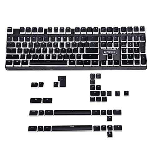 YMDK ANSI ISO PBT Doubleshot Shine Through Pudding Keycaps Suitable for MX Mechanical Keyboard Corsair Razer Ducky SF KBD75 Tada68 DZ60 (Black Pudding Full Set)(Only Keycap)