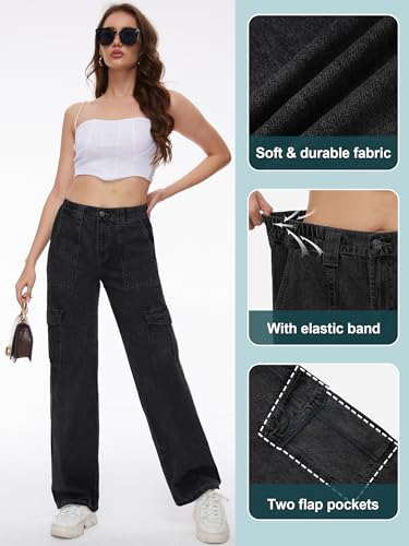 Image of Tapata Women's 26 inch /28 inch /30 inch /32 inch /34 inch Cargo Jeans Straight Leg Short Petite Regular Tall Denim Relaxed Y2K Pants