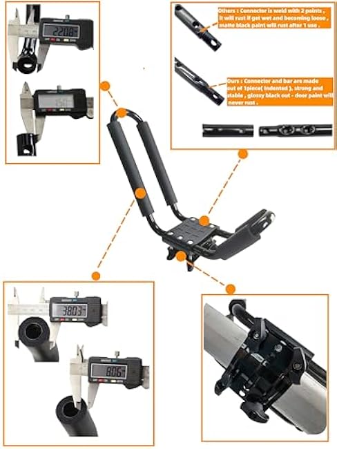 2 Pairs Kayak Roof Rack for Car Top Roof Mount Carrier J Cross Bar Canoe Boat