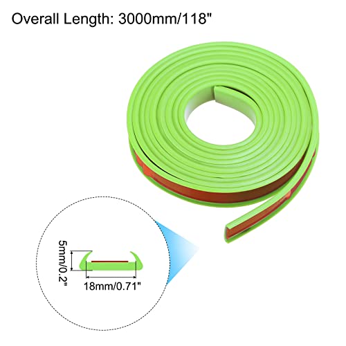Image of uxcell U Shape Furniture Edge Banding, 3 Meters Self Adhesive Flexible Edging Trim, 5x18mm TPE Edge Guards for Cabinets Furniture Repair Restoration, Green