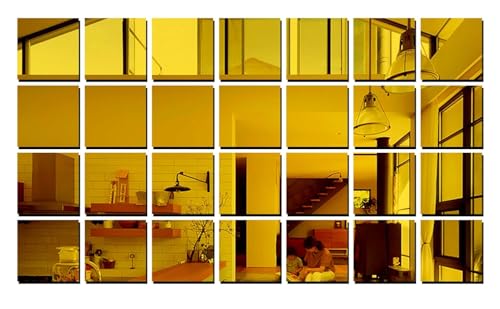 Image of Bikri Kendra - 28 Big Square Golden Stickers for Wall, Acrylic Mirror Sticker, Stickers for Wall, Acrylic Mirror Wall Stickers,