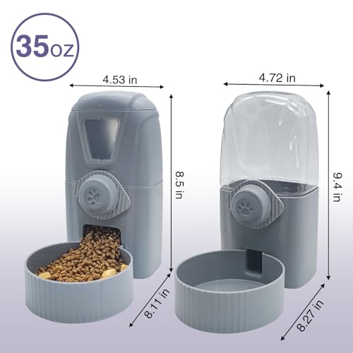 Apatal Hanging Automatic Rabbit Food and Water Dispenser for Cage, Gravity Bunny Pellet Feeder Plastic Small Animal Feeding & Watering Supplies for Ferret Puppy Kitten Guinea Pig Crate (Gray) - Thumbnail 2