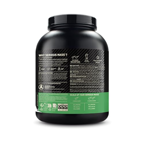 Optimum Nutrition Serious Mass 2025 Weight Gainer Powder, Chocolate Smaak, 2,66 kg, 8 Porties - Afbeelding 3