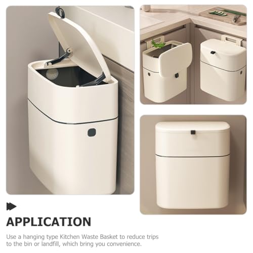 Caneca de basura colgante para cocina y baño 12l beige miniatura 5