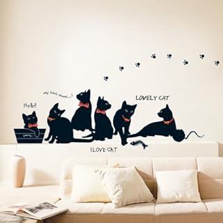 Amazon Co Jp ウォールステッカー 6匹の黒猫 ホーム キッチン