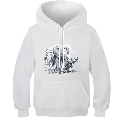 Pull à manches longues pour garçons et filles style éléphant idéal pour l'école et le sport