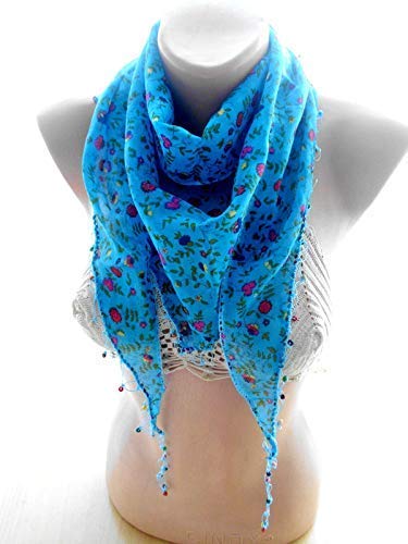 Boho style beaded scarf, lace scarf,scarves for women, soft scarf, cozy scarf, trendy scarf, Cotton Scarf, Lace Scarf, Beautiful Scarf, scarf for women, Hand made scarfs