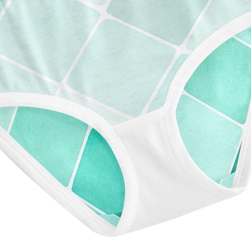 Turquoise Teal Tiles Texture Girl Underwear, Toddler Panties, Girls' Cotton Brief Underwear, 2–8 Years4