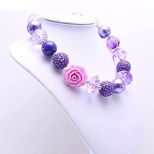 JOYID Bubblegum Candy Chunky Bead Necklace Bracelet Set Flower Bow Knot Charm Little Princess Jewelry Sweet Gift4
