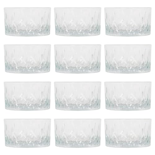 LAV 12x Clear 9.5cm Odin Glass Snack Bowls - Small Kitchen Party Dessert Food Fruit Sweet Nibbles Serving Dip Sauce Tapas Dishes Set
