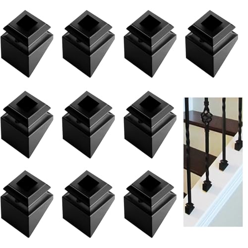 Sidasu Black Wrought Iron Baluster Shoes Set of 10 - for 1/2