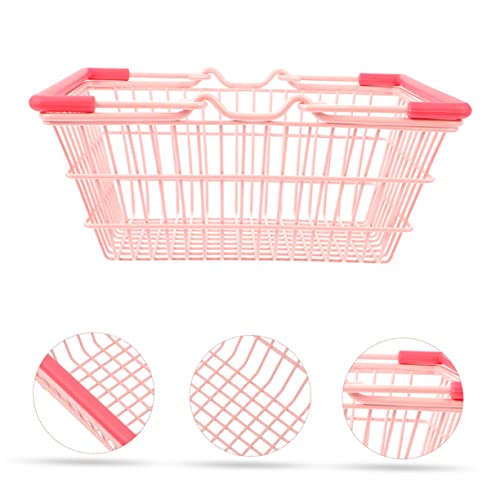 Miniature Dollhouse Furniture 1 Set Shopping Basket Shopping Carts For Stroller For Dolls Storage Baskets Shopping Cart Shopping Cart For Mini Shopping Basket Good Looking Pink #TOP2