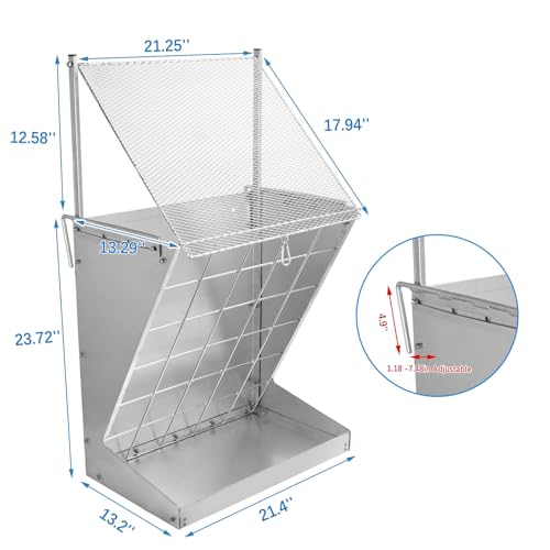 Karpevta Hay Feeder for Goats, Heavy Duty Metal 2 in 1 Hay & Grain Feeder, Large Capacity,Hay Rack with Adjustable Hook for Different Install, Hay Feeder for Goats, Sheep,Cows - Thumbnail 4