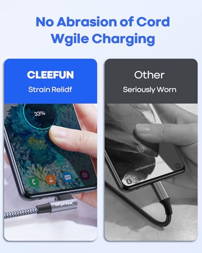CLEEFUN Right Angle USB C Cable 90 Degree, [3m] 3A Type C Charger Lead Fast Charging Cord Compatible with Samsung Galaxy S10 S10E S9 S8 S20 Note 10 Plus, A20E A41 A51 A71 A80 A90, Switch, Xperia - Image 7