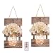 HOMKO Mason Jar Wall Decor with LED Fairy Lights and Flowers - Farmhouse Home Decor (Set of 2)