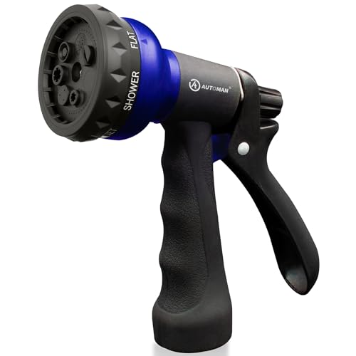 Image of AUTOMAN Garden Hose Nozzle, Water Sprayer Nozzle with 7 Adjustable Watering Patterns,Slip Resistant Nozzle for Plants,Lawn,Washing Cars,Window Cleaning,Showering Pets & Outdoor Fun.