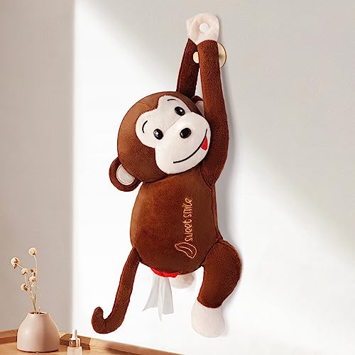 Taschentuchhalter fürs Auto，Plüsch Taschentuchbox，Affen-Taschentuchhalter，Geeignet für Wohnküche Schlafzimmer im Auto (Kaffee)