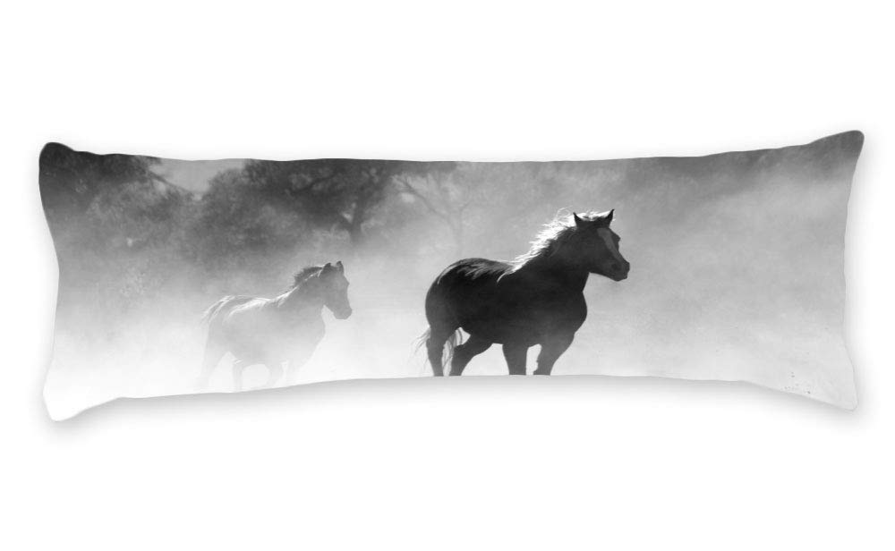 AILOVYO Running Horses Long Body Pillow Cover Silky Shiny Satin Case 20 x 54