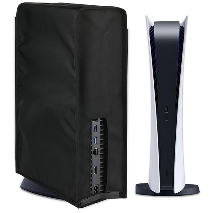 Dorca® Dust Cover for PS5 Console (Digital & Disc Edition), Precision Fit Anti-Scratch & Waterproof Protective - Black (Not for PS5 Slim/Pro)