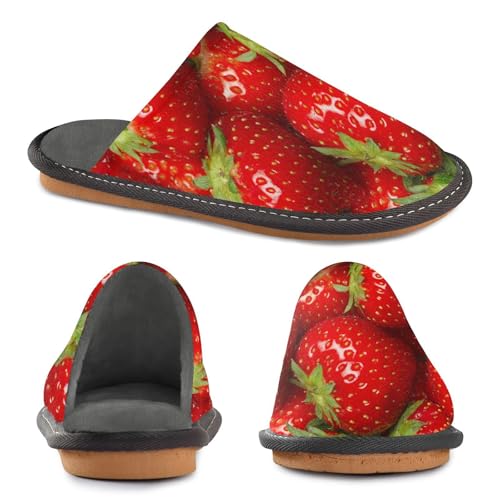 ALAZA Strawberry Fruit Fuzzy Slippers for Women Men Warm Soft Lightweight Memory Foam House Slippers 10.5-114