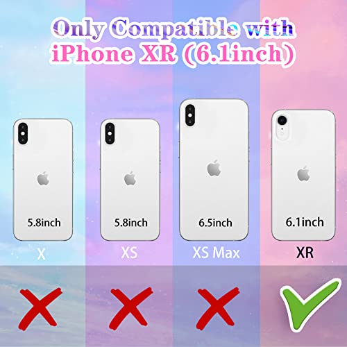 Goocrux (3in1 Case for Apple iPhone XR Butterfly Glitter Handmade Sequin Sparkle Pretty for Women Girls Clear Design Crystal Pearl Sparkly Cute Girly Phone Cases+Chain - image 2