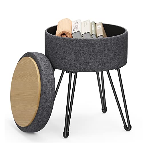 Consejos para Comprar Otomanas . 40 SONGMICS - Taburete de tocador, pequeño Taburete otomano con Almacenamiento, 39 x 17.4 Pulgadas, 4 Patas de Metal, para Sala de Maquillaje, Sala de Estar, Dormitorio, Gris Pizarra...