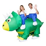 Eyourlife Couple Inflatable Dinosaur Costume, Funny Triceratops Blow Up Costume, 2 Person Riding Costume for Adults Take Photos, Halloween, Cosplay, Dinosaur Theme Parties & Festivals