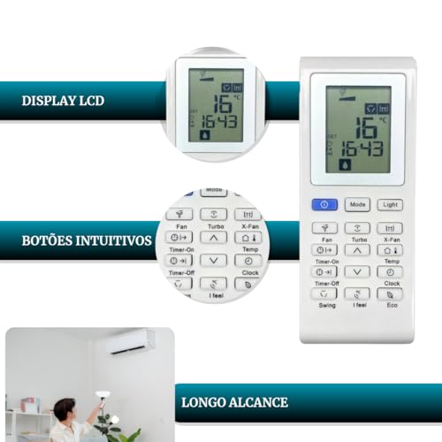 Controle Remoto Para Ar Condicionado Compatível ELECTROLUX Ecoturbo Split com Pilhas