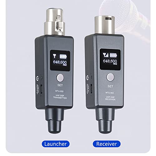 lifcasual Microfone de 1 par Sistema sem fio de microfone Sistema de transmissor sem fio UHF DSP Tra