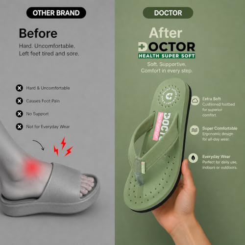 Image of DOCTOR HEALTH SUPER SOFT Women's Orthopedic Sandals And Slippers | Lightweight Anti-Skid Comfort Slides for Heel Pain Relief | Soft Cushion Sole Footwear for Everyday Use
