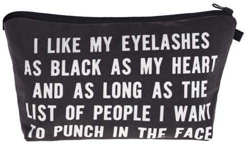 I Like My Eyelashes As Black As My Heart - Funny Mascara Makeup Bag With Saying For Women Cosmetics Toiletry and Travel Cute Eyelash Gifts