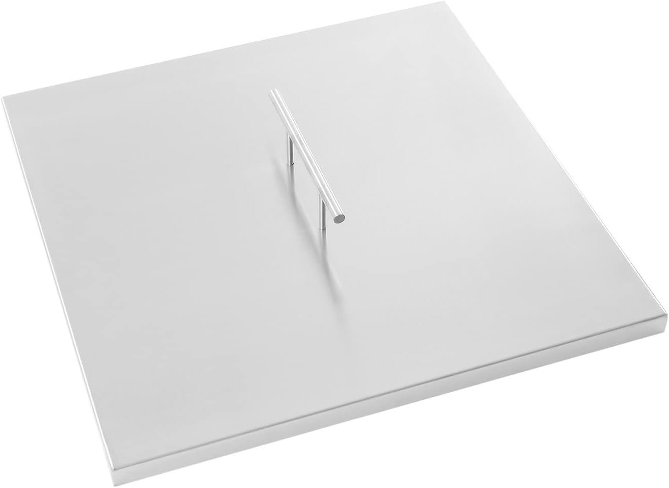 Fire Pit Lid Fits 21In x 21In Drop-in Fire Pit Pan, 1.2mm Thickness 304 Stainless Steel Fire Pit Burner Cover, Fire Pit Cover Square Burner Pan with Handle, for with Sides less than 21 In Long