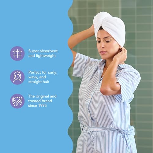 Image of Turbie Twist 2-Pack Microfiber Hair Towel for Beauty, Travel, Gifting - Hair Wrap Turban for Straight, Wavy & Curly Hair - Premium Personal Care - Bermuda & Peach
