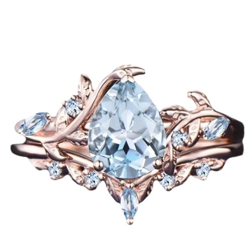 Natural Gemstones Rings S925 10K 14K 18K Gold 1.25 CT Pear Gemstones and Moissanite Engagement Rings for Women Leaf Branch Nature Inspired Wedding Bridal Set Free Engraving