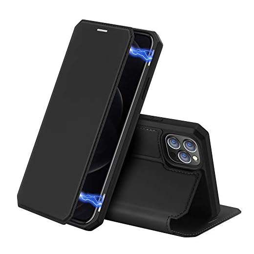 DUX DUCIS Fodral till iPhone 12 Pro Max, Premium Läder Magnet Hopfällbart Skyddsfodral Mobiltelefon Fodral för iPhone 12 Pro Max Väska (Svart)