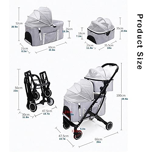 Poussette pour chiens à double couche pour animaux multiples