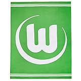 Motiv: Logo VfL Wolfsburg VfL Wolfsburg Fleecedecke - Logo grün-weiß - Kuscheldecke Sofadecke Decke (L)
