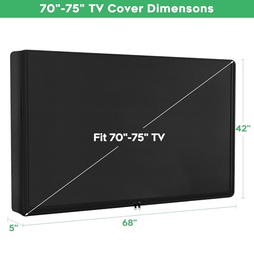 EZ-DONGTENG Outdoor Waterproof and Weatherproof TV Cover 70-75 Inch with Zipper, 75 Inch Outdoor Flat Panel TV Cover, Black Thick Fabric All Around Protector by EZ-DONGTENG - Used condition - Image 2