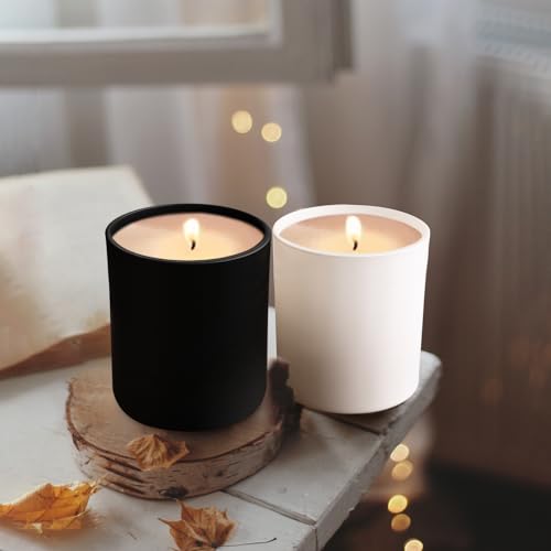 SHOWIN 10 OZ Thick Candle Jars for Making Candles 15 Pcs, Empty Jars with Wood Lids for Candle Making, Sample Container, Matte Black by SHOWIN - Image 5