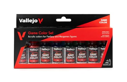 Vallejo GameColor Set de Pintura Acrílica Game Color Inks. Kit de 8 Tintas Transparentes en Botellas de 18 Ml con Cuentagotas para Efectos de Sombreado y Aguadas para Fantasía y Wargames